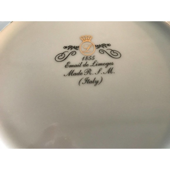 Email De Limoges plates 1855 ORANGE palm tree plates Set of 2 **RARE/HTF - Picture 4 of 10